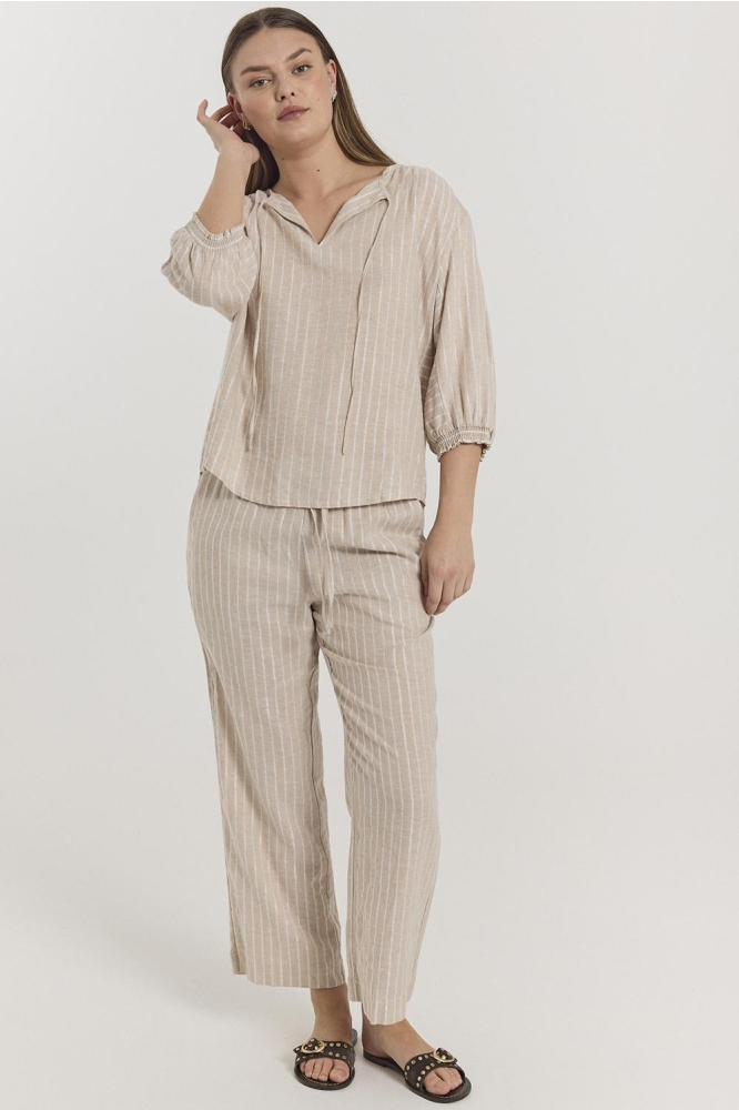 FQLALUX PANTS 205829 SAND MELANGE W OFF WHITE